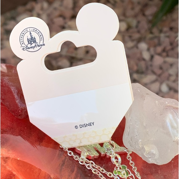 Disney Parks Silver Toned Necklace w/ Tiny Mickey Ears between the Letters XLNT - Picture 4 of 6